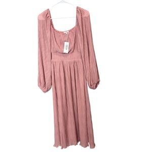 Baltic Born Dalton Pleated Midi Dress - Blush Size Medium